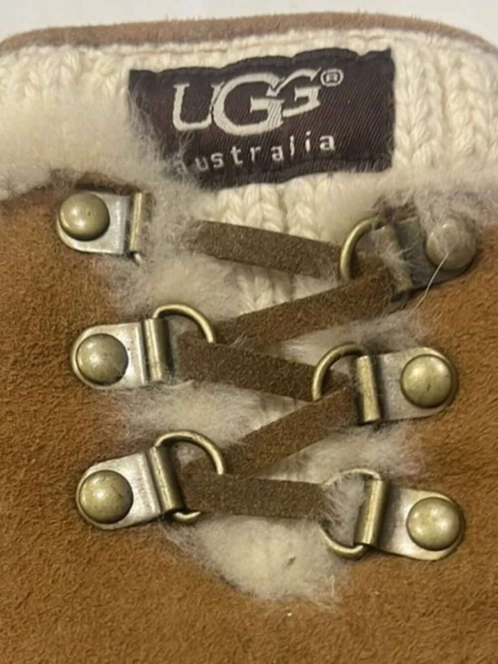 UGG Brown Suede Gloves with Shearling Lining